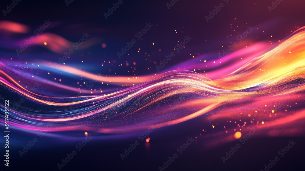 A colorful, blurry image of a purple and pink line with a lot of sparkles