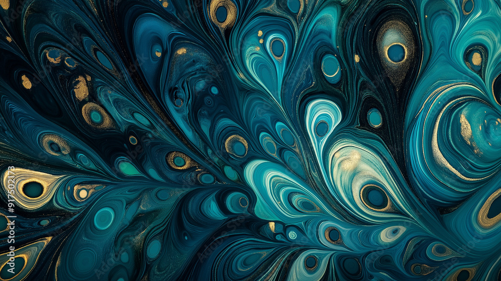 Peacock-inspired marbled paper background Peacock-inspired marbled paper background