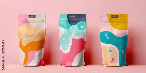 Set of multicolored plastic packaging for 

