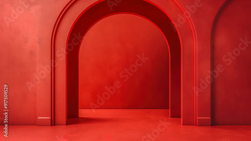 red arch creative background Ideal for Product Placement and Ad Campaigns