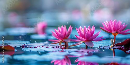 Tranquil Pink Lotus on Water with Serene Bokeh

