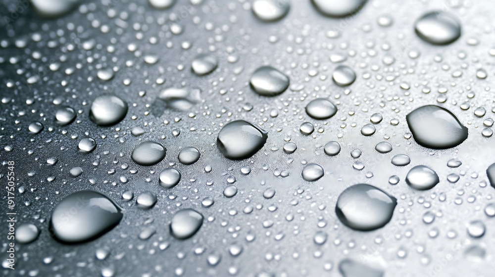 Close-Up of Shiny Surface with Sparkling Water Droplets Reflecting Light in a Refreshing and Elegant Scene Close-Up of Shiny Surface with Sparkling Water Droplets Reflecting Light in a Refreshing and Elegant Scene