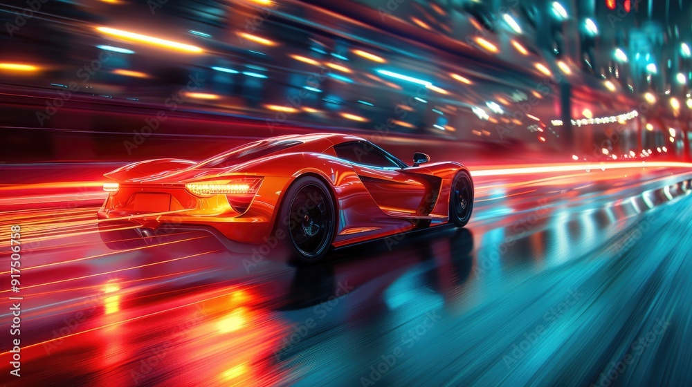 Sports car on the move: an elegant automobile speeding down the road, blending luxury with performance for an unmatched driving experience. Sports car on the move: an elegant automobile speeding down the road, blending luxury with performance for an unmatched driving experience.