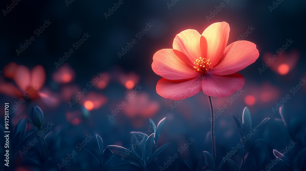 A close up of a red flower in a field of green grass A close up of a red flower in a field of green grass