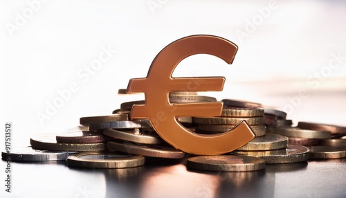 euro zeichen auf einem haufen konzept aktien geld oder wirtschaft photo