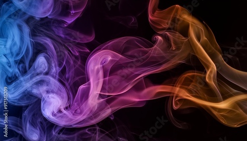 vibrant smoke patterns showcasing ethereal beauty with intricate forms against dark backdrop