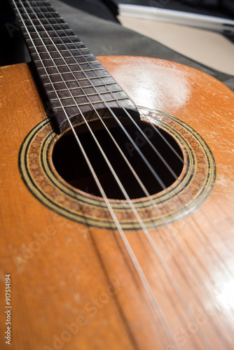 close up of guitar