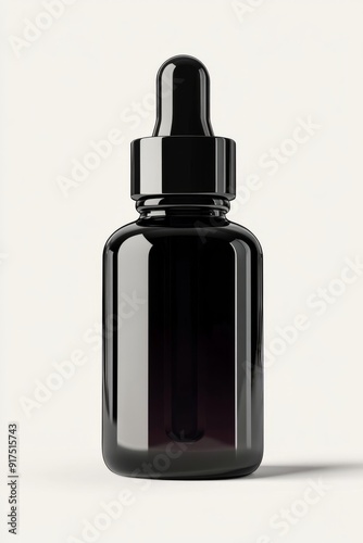 Black glass dropper bottle. Airless pump serum bottle stock illustration 