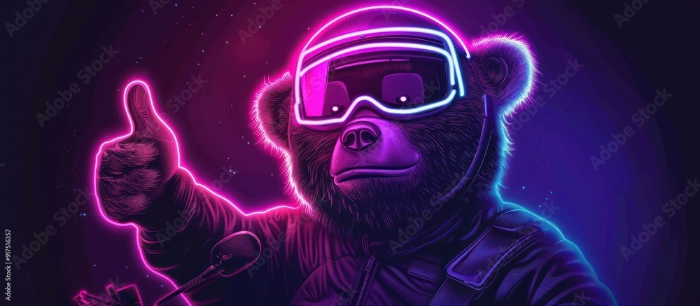 Neon Bear with Thumbs Up Neon Bear with Thumbs Up