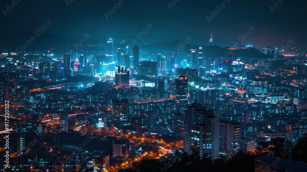 Night Cityscape with Vibrant Lights Night Cityscape with Vibrant Lights