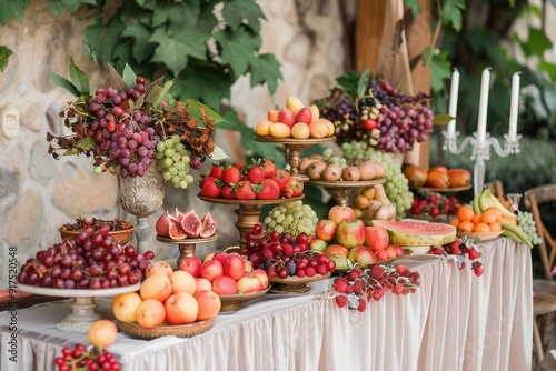 Festive Fruit Buffet. Vibrant and Colorful Party Theme photo