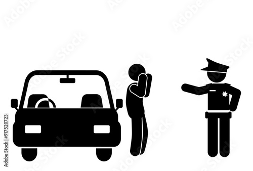 illustration of police stopping a car driver