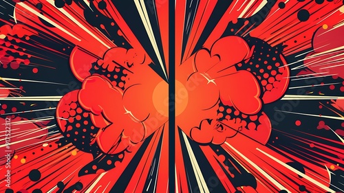 flat design red comic style background pop art