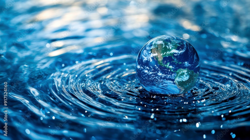 Earth in the shape of a drop of water. Concept of resource protection and ecology. World Water Day. Earth in the shape of a drop of water. Concept of resource protection and ecology. World Water Day.