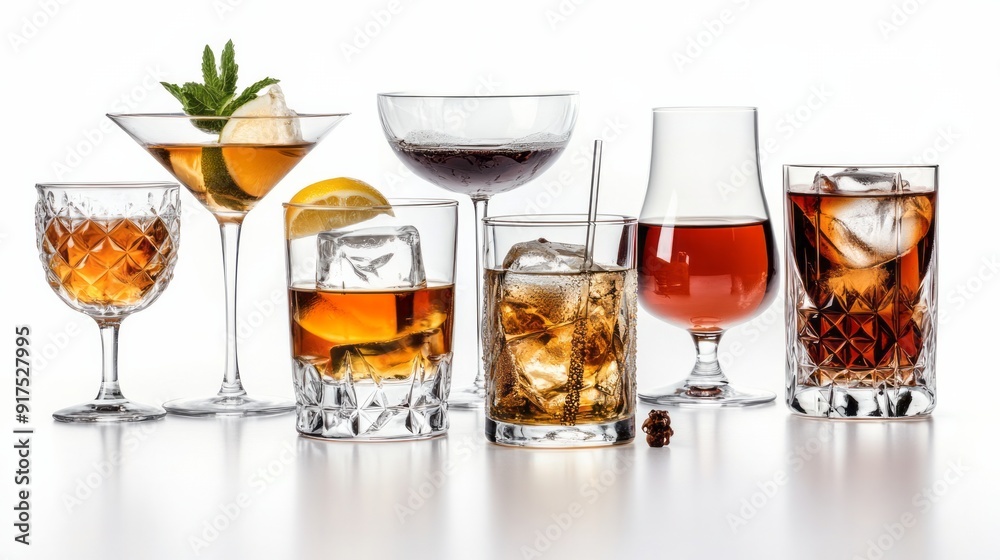 Set of glasses for drinks stock photo on white background Set of glasses for drinks stock photo on white background