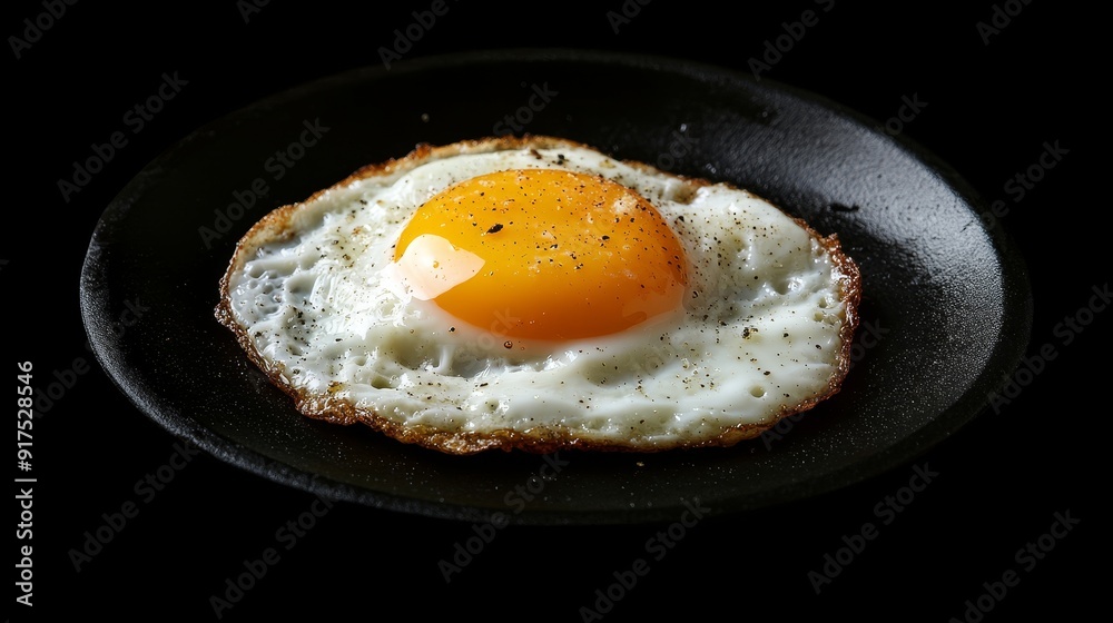 Fried eggs on black background