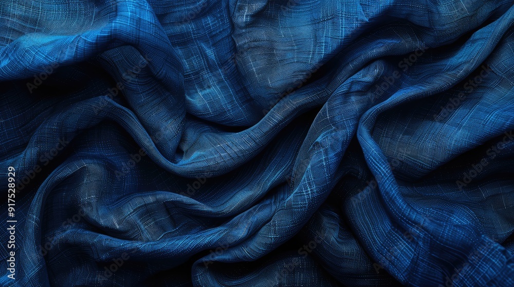 Textured background in deep blue fabric Textured background in deep blue fabric