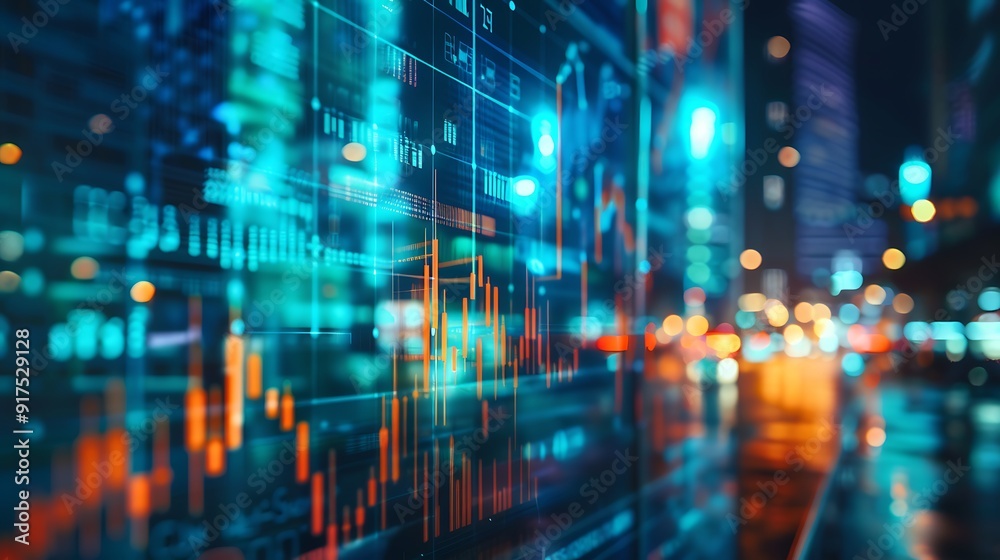 Obraz premium Data Visualization Displaying Stock Market Trends