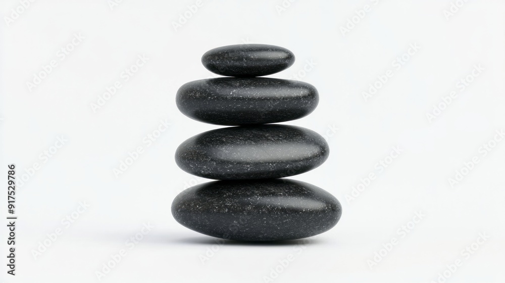 tower of black stones on a white background tower of black stones on a white background