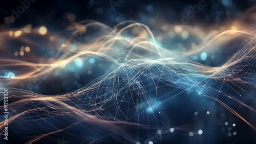 Abstract Digital Network with Glowing Lines and Bokeh