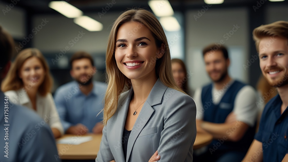 Smiling Creative Business Woman Displaying Confidence and Innovation in a Professional Work Environment, Exemplifying Modern Leadership and Entrepreneurial Spirit Smiling Creative Business Woman Displaying Confidence and Innovation in a Professional Work Environment, Exemplifying Modern Leadership and Entrepreneurial Spirit