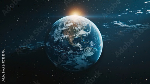 planet earth shot in space with dramatic lighting