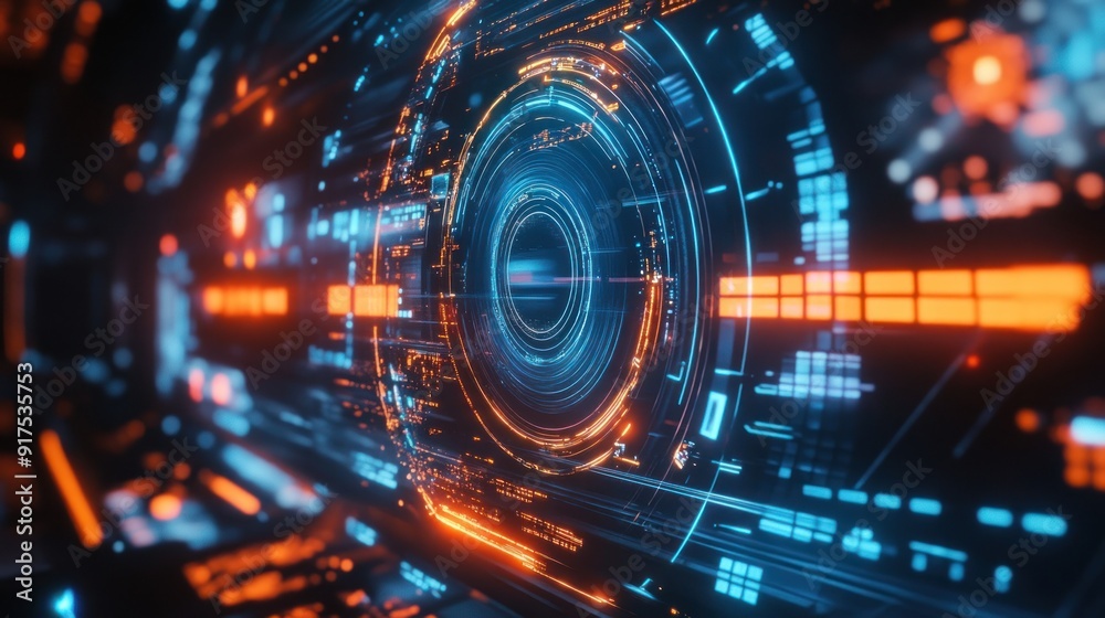 Futuristic Interface with Glowing Circles Futuristic Interface with Glowing Circles