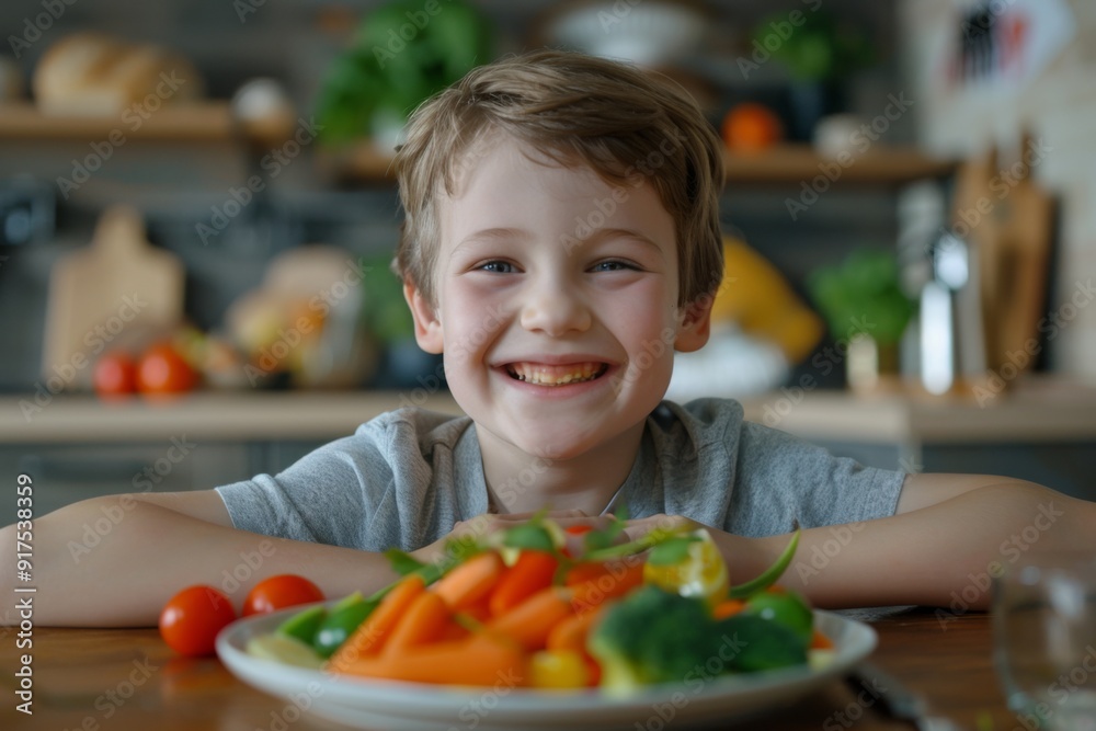 Young boy smiling while enjoying a home cooked meal Young boy smiling while enjoying a home cooked meal