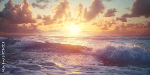 Calm ocean waves during a sunset