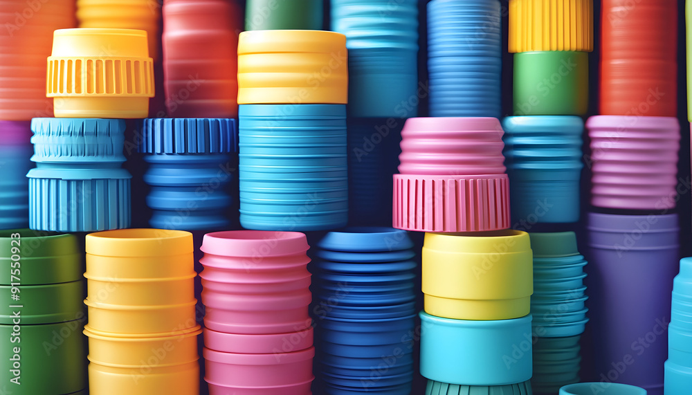 Illustration of stacked plastic caps Illustration of stacked plastic caps
