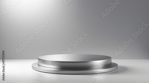 3D Silver Podium on a White Background - Ideal for Product Display. Made with Generative AI Technology