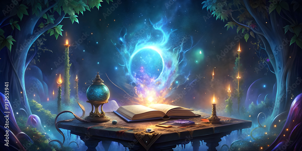 Obraz premium Magical Book of Light in a Fairytale Setting