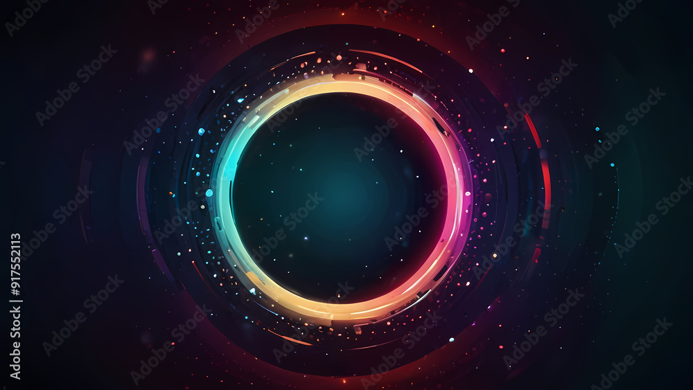 Obraz premium abstract background with a central focus on a large, glowing circle surrounded by smaller, orbiting circles