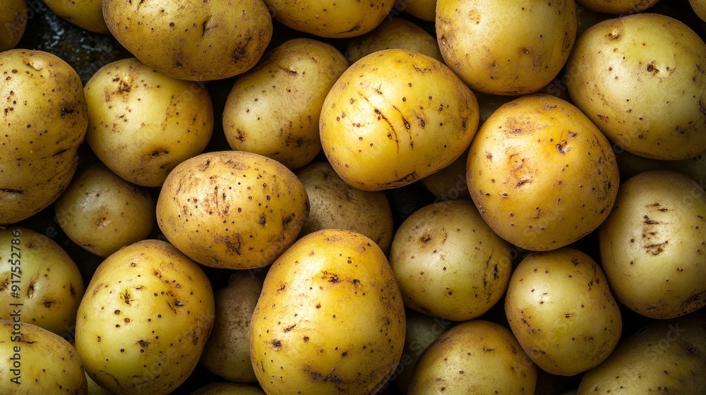 Raw potatoes top view Raw potatoes top view