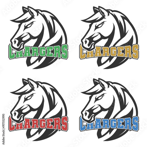Chargers Illustration Clip Art Design Shape. Mascot Silhouette Icon Vector.