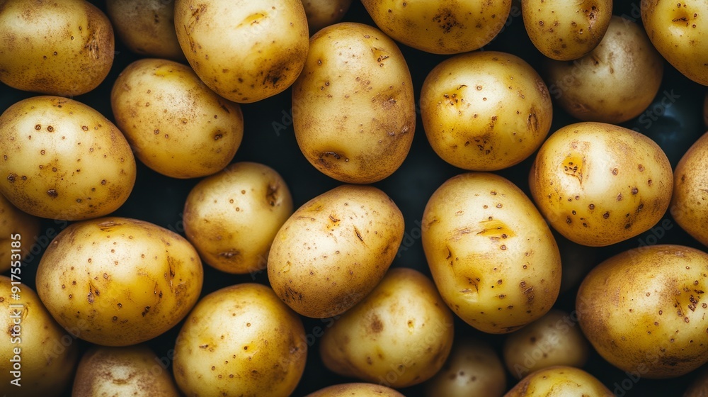 Raw potatoes top view Raw potatoes top view