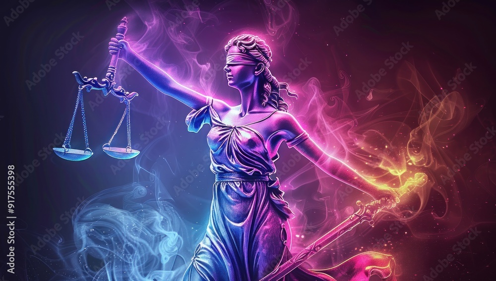 Fototapeta premium Lady Justice in a Glowing Aura