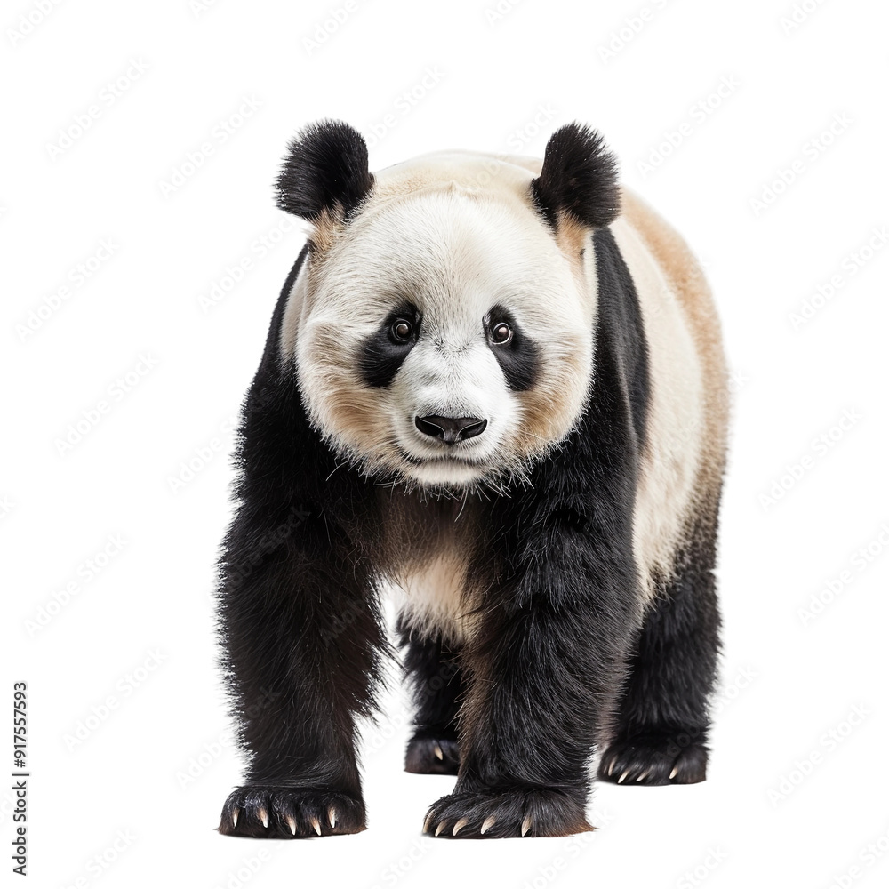 Obraz premium Playful Giant Panda Strikes a Pose, Isolated on Transparent Background.