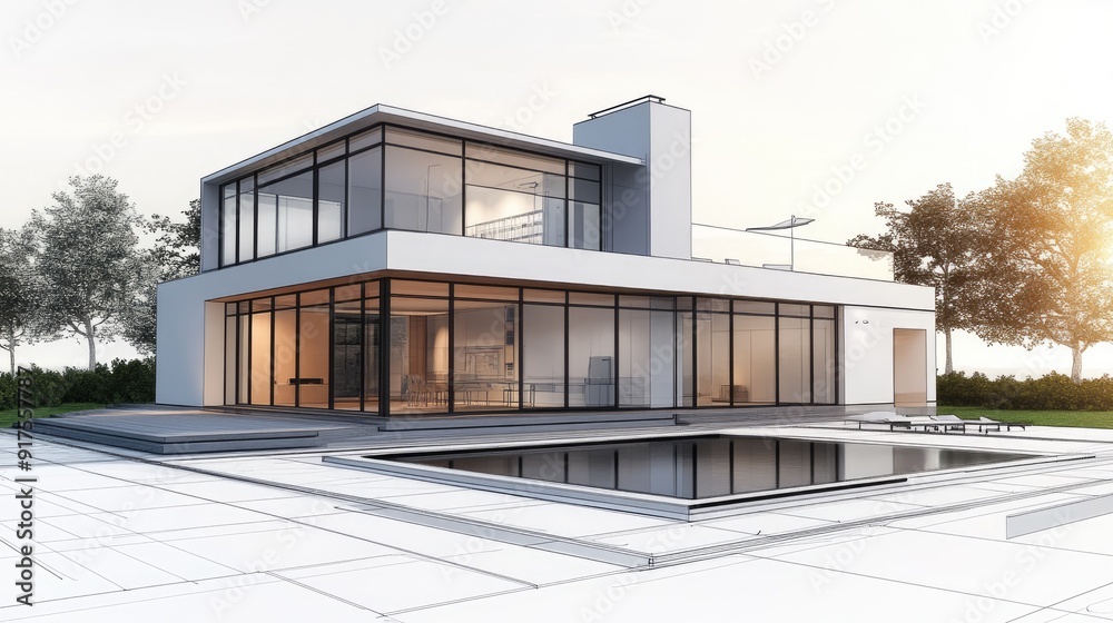 An artistic representation of a house architectural plan, with crisp lines and minimal detailing, set on a white background to highlight the simplicity and functionality of the design. An artistic representation of a house architectural plan, with crisp lines and minimal detailing, set on a white background to highlight the simplicity and functionality of the design.