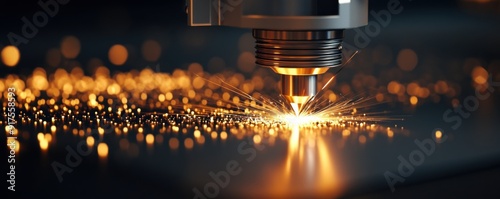 Close-Up of Laser Cutting Metal with Intense Sparks