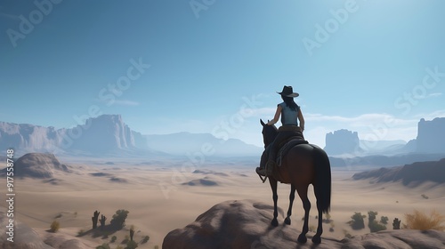 Beautiful woman riding on horse 