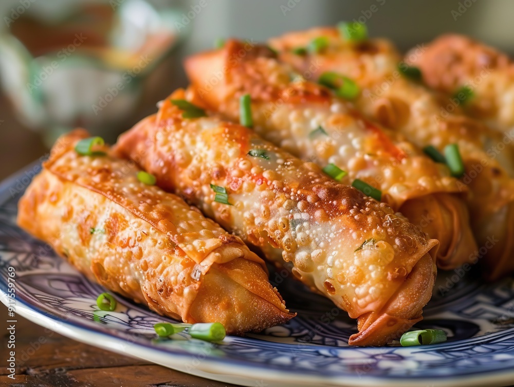 Delicious Shrimp and Cabbage Egg Rolls Served with a Side of Dipping Sauce, Perfect for Appetizers or Party Snacks, Asian Cuisine Delights. Delicious Shrimp and Cabbage Egg Rolls Served with a Side of Dipping Sauce, Perfect for Appetizers or Party Snacks, Asian Cuisine Delights.
