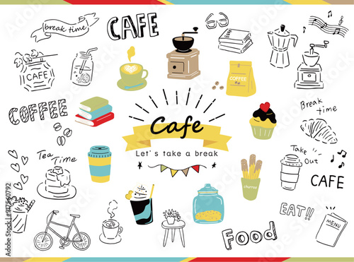 カフェ　イラスト素材集