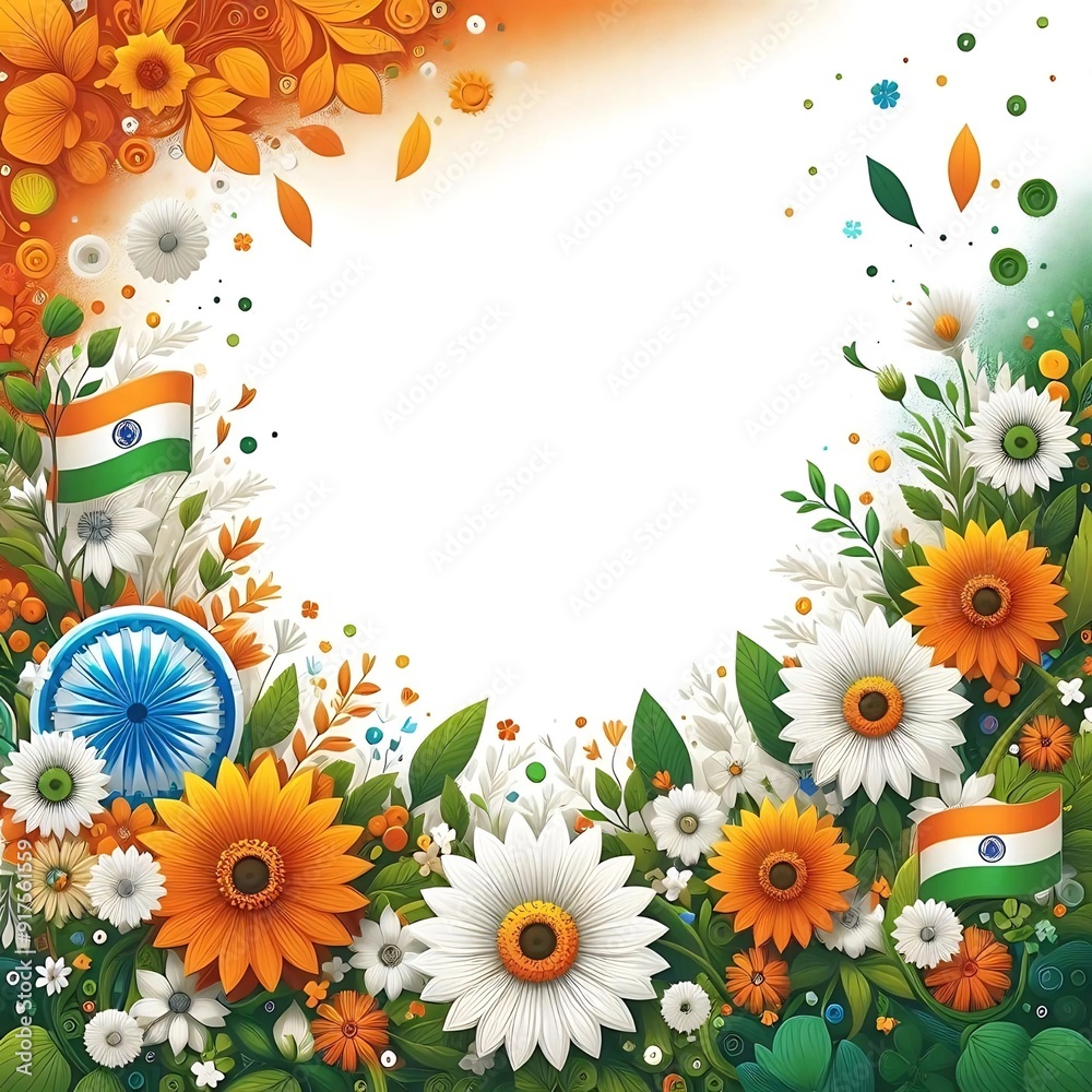 India independence day poster background with flowers India independence day poster background with flowers