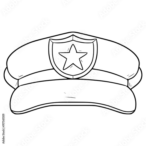 police cap illustration hand drawn outline vector