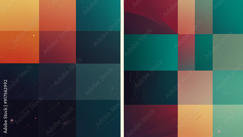 Fototapeta premium abstract illustration background with a theme of squares, using a mix of vibrant and muted colors