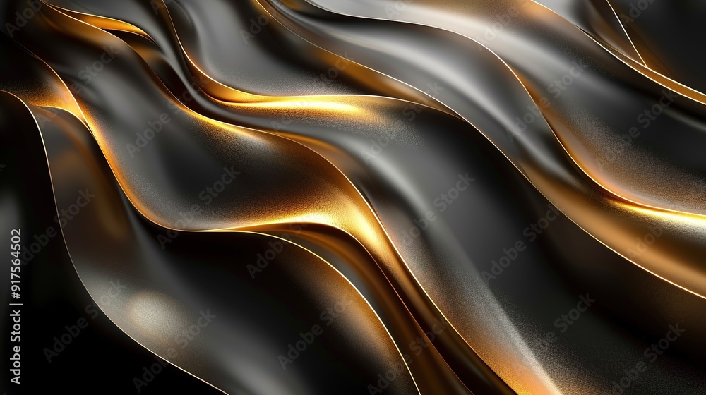 Abstract background of dark gray and gold metallic waves. Abstract background of dark gray and gold metallic waves.