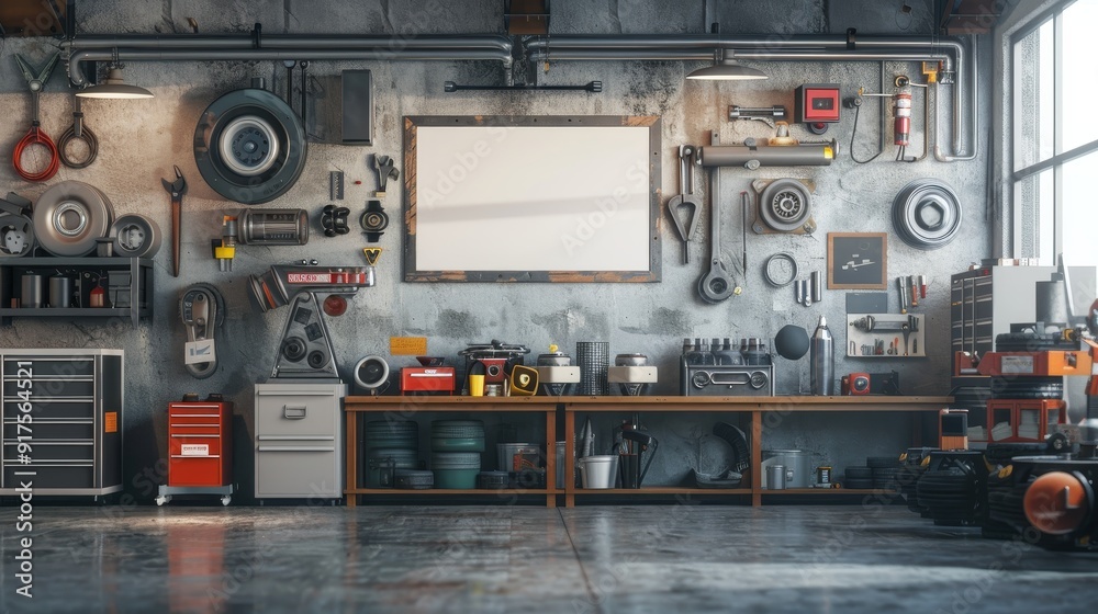 modern garage with stacks of car engines modern garage with stacks of car engines