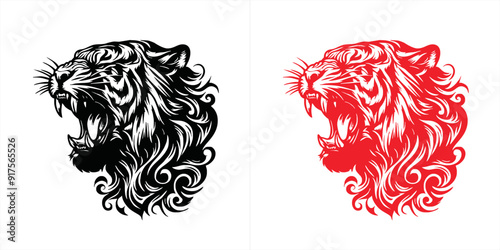 simple minimalist tiger head wild animal logo vector illustration template design	
