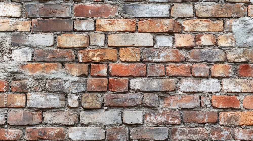 Fototapeta premium Rustic brick wall background with a rough texture and natural color variations